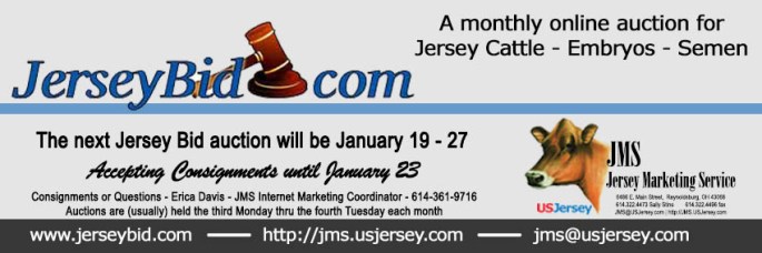 The January Jersey Bid sale is currently open for bidding. Consignments will be accepted until January 23 and close out will be on January 27 at 1:30 p.m. (EST)