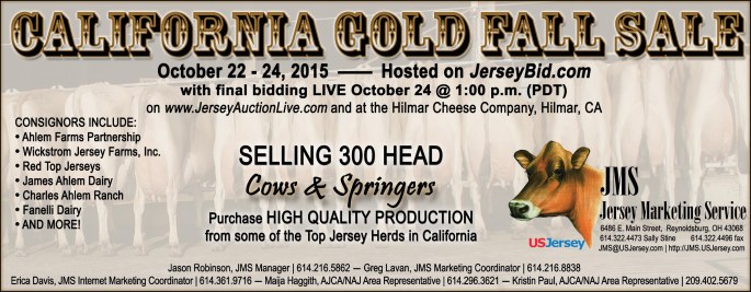 This production based, sell by the load, sale will begin with bidding on JerseyBid.com and finish LIVE in Hilmar, CA and on JerseyAuctionLive.com. 