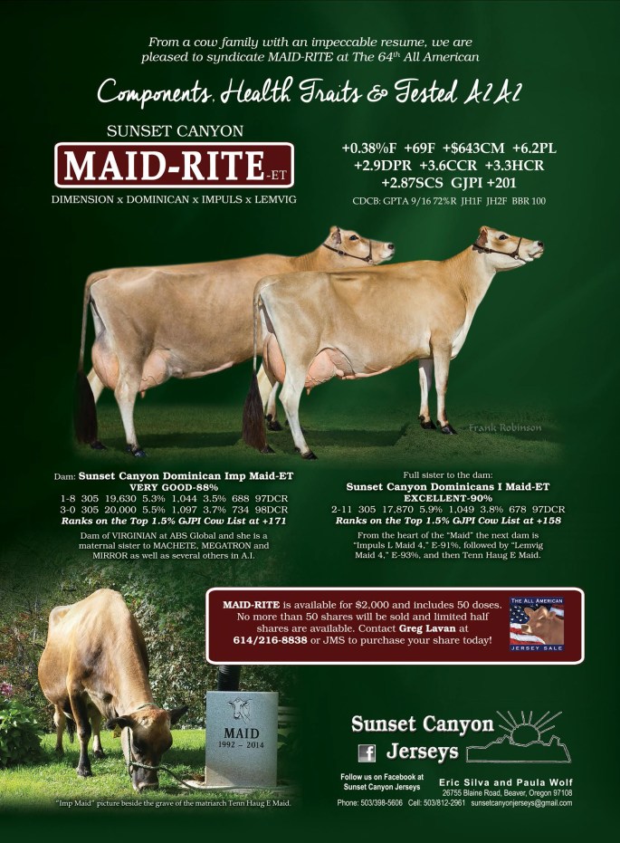 SUNSET CANYON MAID-RITE-ET - a limited number of shares still remain!